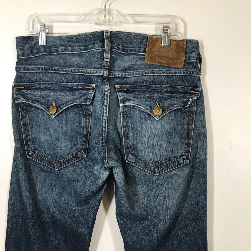 True Religion Ricky Bootcut Button Fly Flap Pockets Men's Size 31x34 Denim Jeans